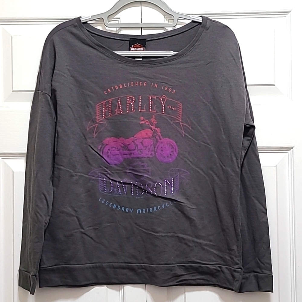 Harley Davidson lightweight gray women's sweatshirt graphic print size Large
